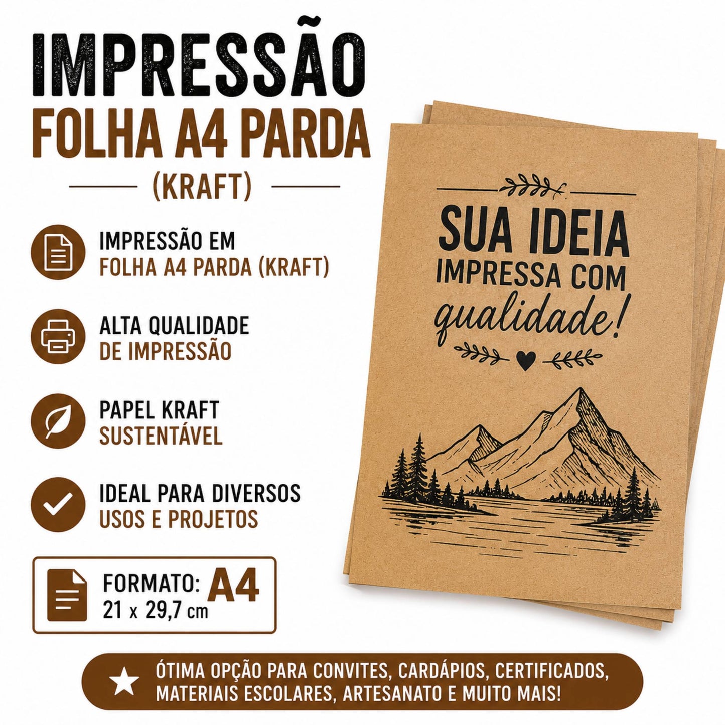 Impressão Kraft A4 (Colorida)