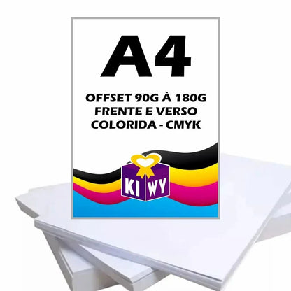 Impressão Offset A4 (90 à 180g) - Frente e Verso