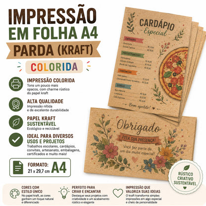 Impressão Kraft A4 (Colorida)