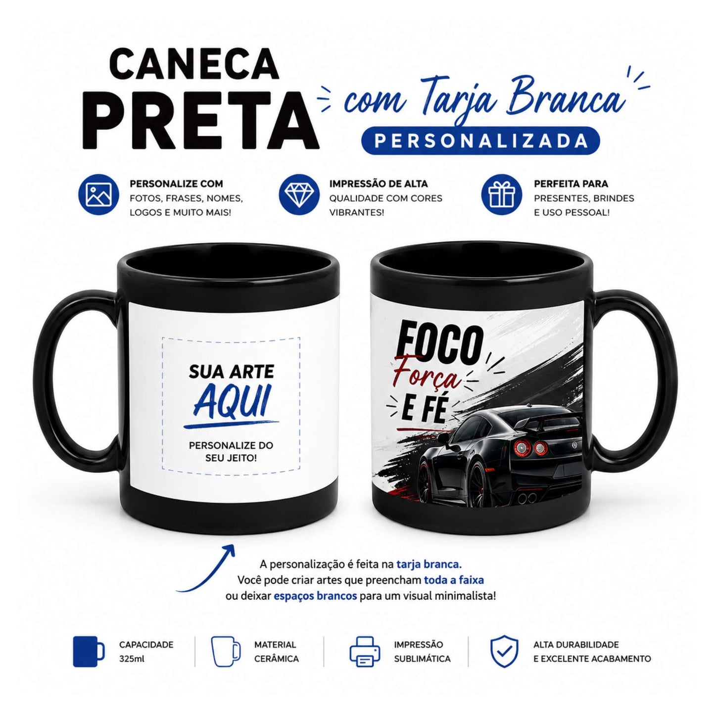 Caneca Preta Personalizada