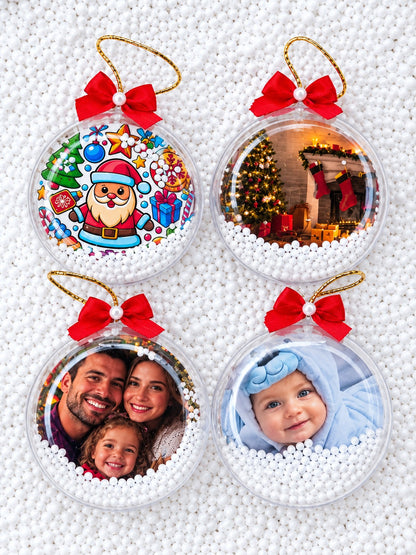 Esfera de Natal com "Neve" Personalizada com Foto