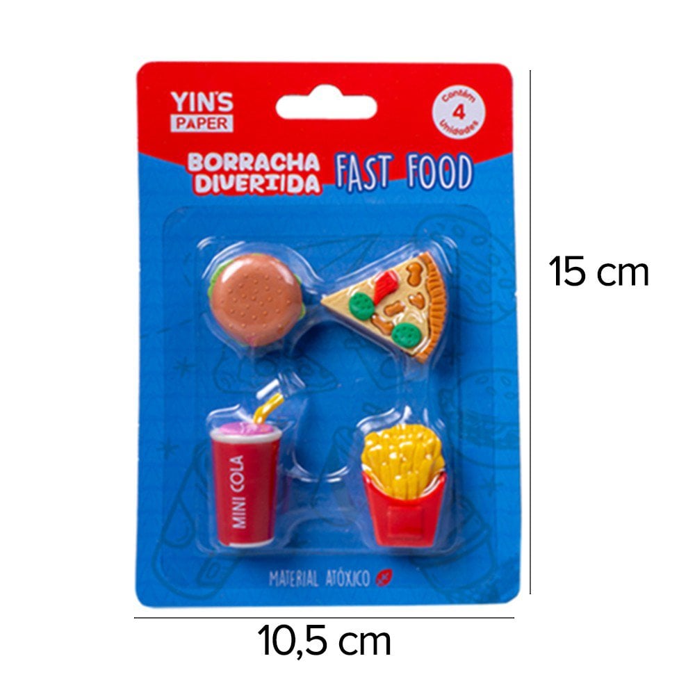 Borracha Divertida Infantil Fast Food 4 Peças