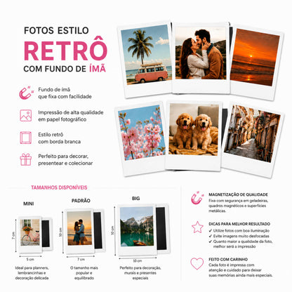 Impressão de Fotos com Ímã- Estilo Instantâneo