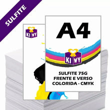 Impressão A4 frente e verso colorida CMYK em papel sulfite 75g da Loja Kiwy.