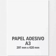Impressão em Papel Adesivo A3 da Loja Kiwy, tamanho 297 mm x 420 mm.