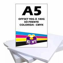 Impressão Offset A5 só frente colorida CMYK em papel de 90g a 180g da Loja Kiwy