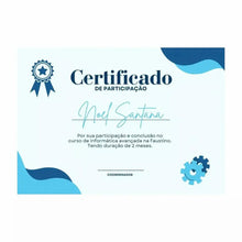 Modelo de certificado de participação impresso em papel texturizado Loja Kiwy.