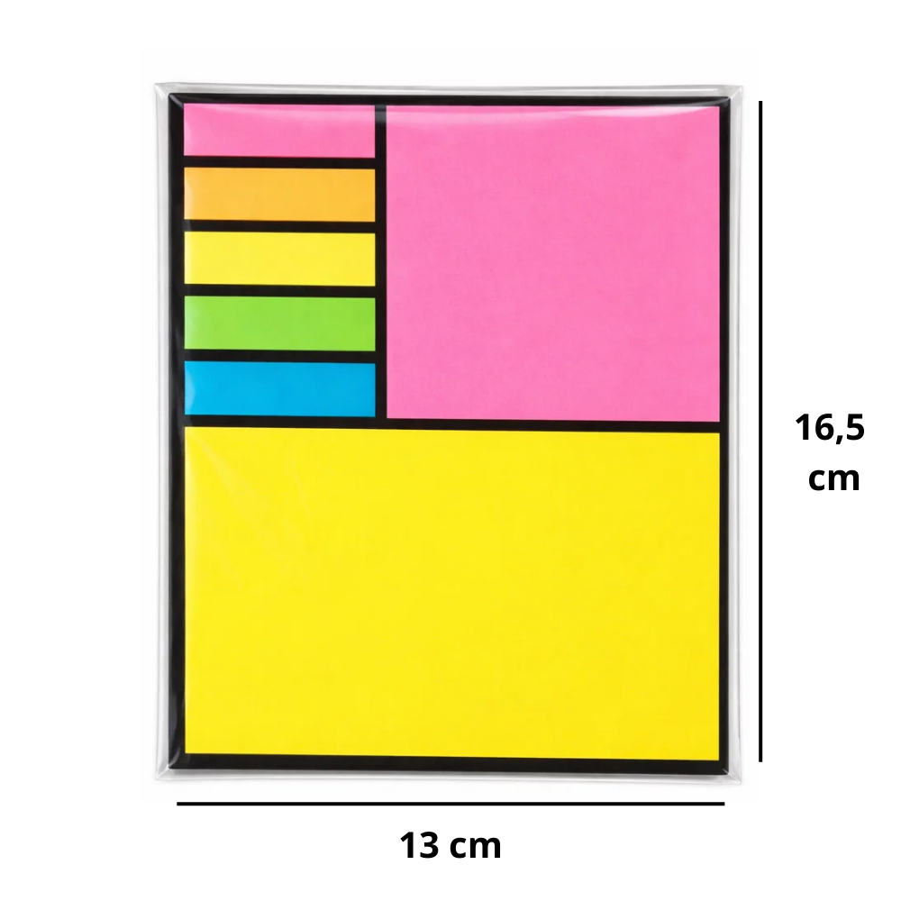 Kit 7 Blocos De Anotação Post It Marcador De Página Papel Neon