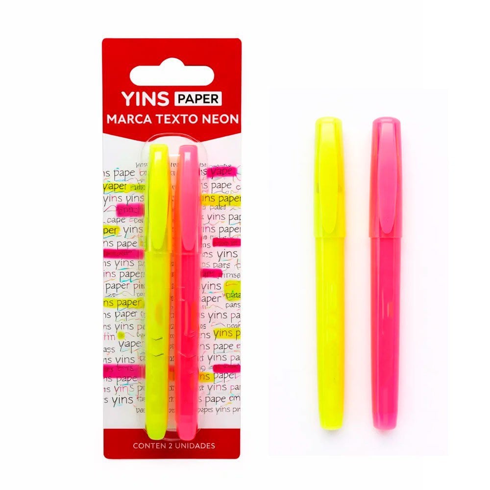 Kit Marca Texto Neon 2 Peças Rosa E Amarelo