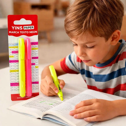 Kit Marca Texto Neon 2 Peças Rosa E Amarelo