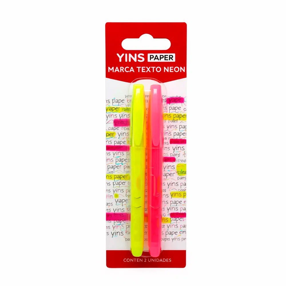 Kit Marca Texto Neon 2 Peças Rosa E Amarelo