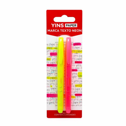 Kit Marca Texto Neon 2 Peças Rosa E Amarelo
