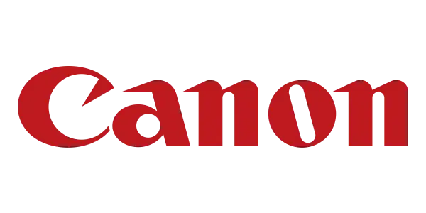 Logotipo do cânon vermelho em um fundo preto.