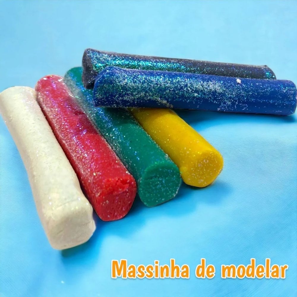 Massinha De Modelar Com Glitter 6 Cores 90g Alcalex