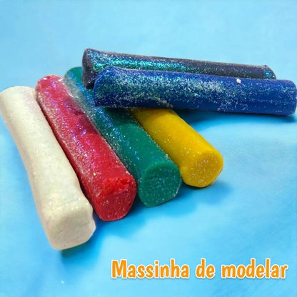 Massinha De Modelar Com Glitter 6 Cores 90g Alcalex